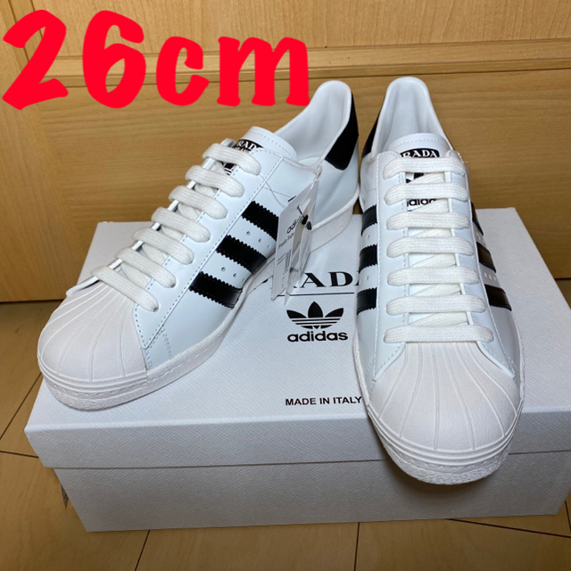 PRADA adidas スーパースター 新品 本物 26cm スニーカー 靴Whiteサイズ