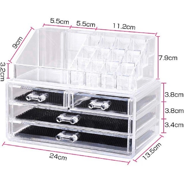 メイクボックス アクリルボックス コスメケース コスメボックス 化粧収納 インテリア/住まい/日用品の収納家具(ドレッサー/鏡台)の商品写真