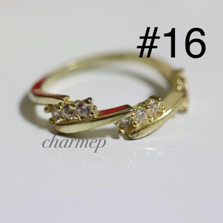 【CR279】czダイヤモンドモードデザインゴールドカラーリング指輪大きいサイズ(リング(指輪))