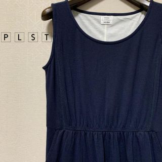 プラステ(PLST)の【美品】PLST ノースリーブ膝丈カットワンピース(ひざ丈ワンピース)