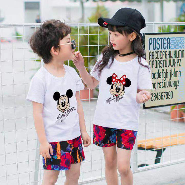 即日発送速達可能 ディズニーキャラクター男女ペアルック親子ペアルックTシャツ