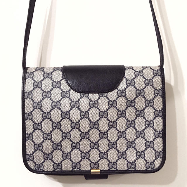 レア♡GUCCI オールドグッチ ネイビー スクエア ショルダーバッグ-