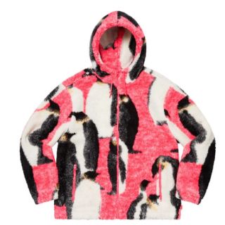 シュプリーム(Supreme)のPenguins Hooded Fleece Jacket pink ペンギン(ブルゾン)