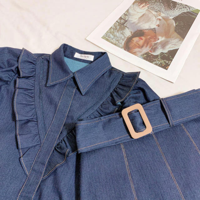 【テレビで話題】 Her lip to Wave Denim two piece superior-quality.ru:443