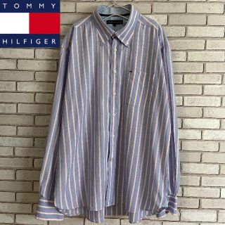 トミーヒルフィガー(TOMMY HILFIGER)の早い者勝ち 美品 大きめサイズ トミーヒルフィガー ストライプ 長袖シャツ XL(シャツ)