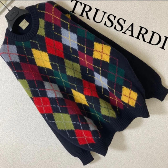 ◆TRUSSARDI トラサルディ◆アーガイル柄 ニット セーター イタリア製