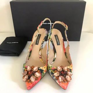 ドルチェアンドガッバーナ(DOLCE&GABBANA)のドルチェ&ガッバーナ　 ビィジュー付きパンプス  サンダル　美品(ハイヒール/パンプス)