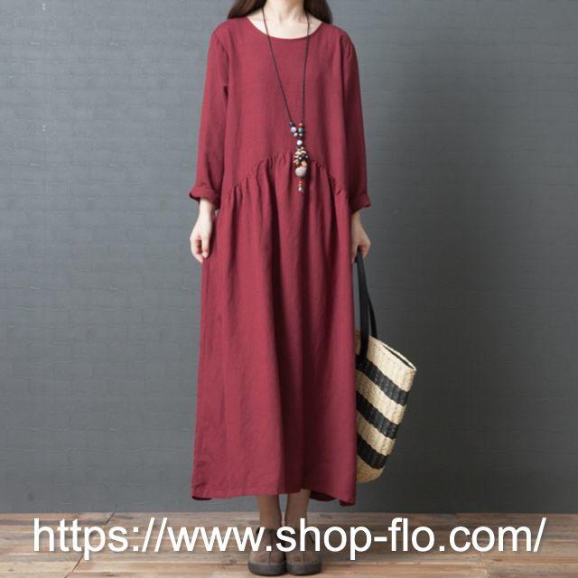 A430・3L / 2XL・大きいサイズ レディース服 ワンピース 秋物 レディースのワンピース(ロングワンピース/マキシワンピース)の商品写真