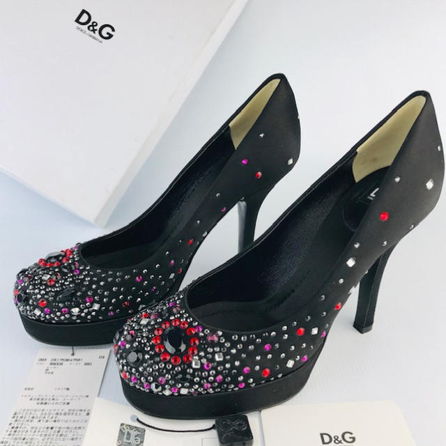 ドルチェアンドガッパーナ新品未使用！定価9万円⭐︎D&G サテン地 ラインストーン パンプス(36)