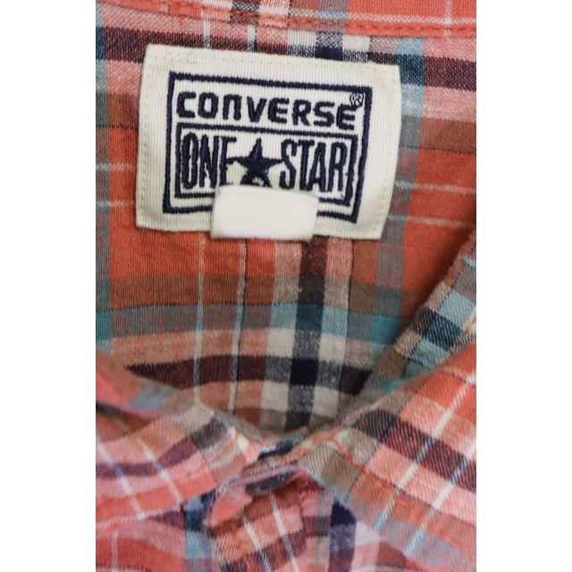 CONVERSE(コンバース)の匿名コンバース麻混チェック半袖シャツ/USA古着ブランドデザイン良いかわいい♪L メンズのトップス(シャツ)の商品写真