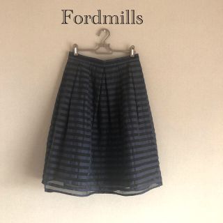 アングローバルショップ(ANGLOBAL SHOP)のFordmills 黒×紺 シースルーボーダースカート(ひざ丈スカート)