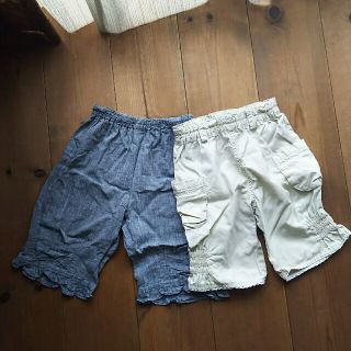 ブランシェス(Branshes)のハーフパンツセット ブルー ベージュ(パンツ/スパッツ)