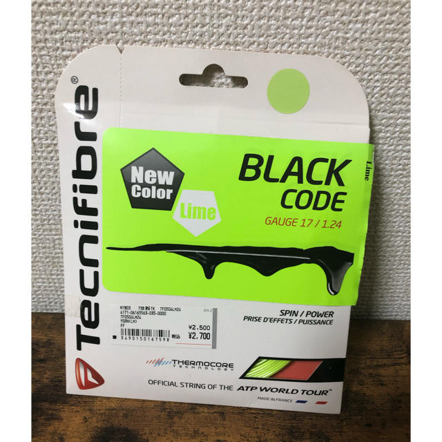 【新品】ブラックコード1.24 ライム　テクニファイバー チケットのスポーツ(テニス)の商品写真