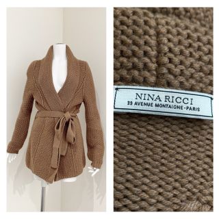 ニナリッチ(NINA RICCI)のNINA RICCI  カフェオレブラウン　ウール　カーディガン(カーディガン)