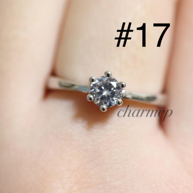 【AR049】王道デザイン一粒czダイヤモンドシルバーリング指輪大きいサイズ6爪 レディースのアクセサリー(リング(指輪))の商品写真