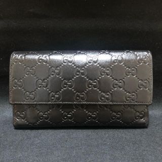 グッチ(Gucci)のGUCCI グッチ シマ　三つ折り　長財布　ブラック(長財布)