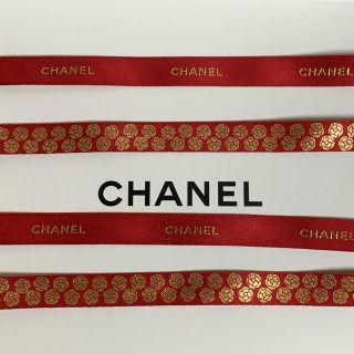 シャネル(CHANEL)のCHANEL ラッピング リボン レッド×ゴールド 1m(ラッピング/包装)