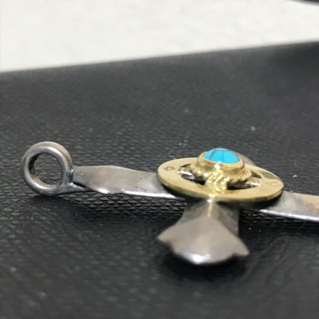 全金金縄ターコイズ付きシルバークロス18k sv