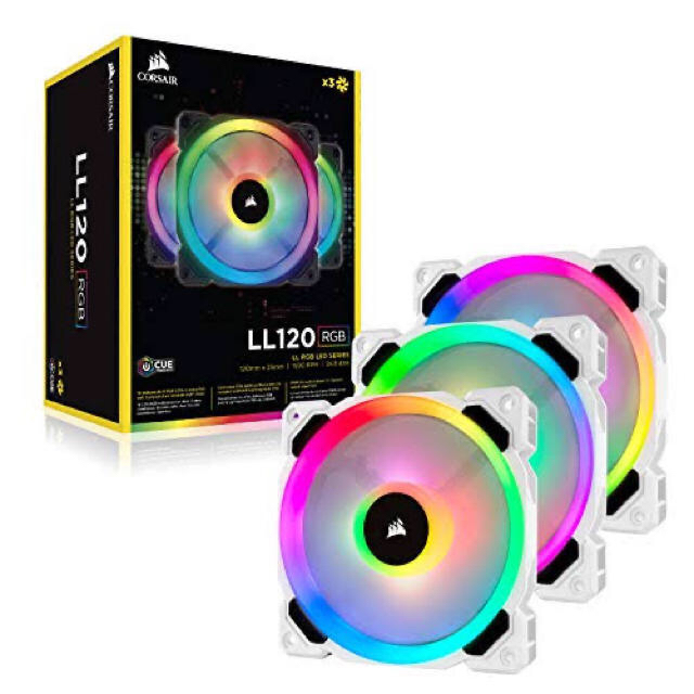 スマホ/家電/カメラCorsair LL120 RGB White Triple Pack 12cm
