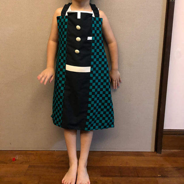 「「受付中です」ハンドメイド　たんじろう　カラーのエプロン キッズ/ベビー/マタニティのキッズ服男の子用(90cm~)(その他)の商品写真