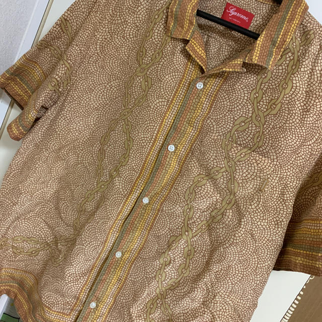 supreme Mosaic silk s/s Shirt Tan