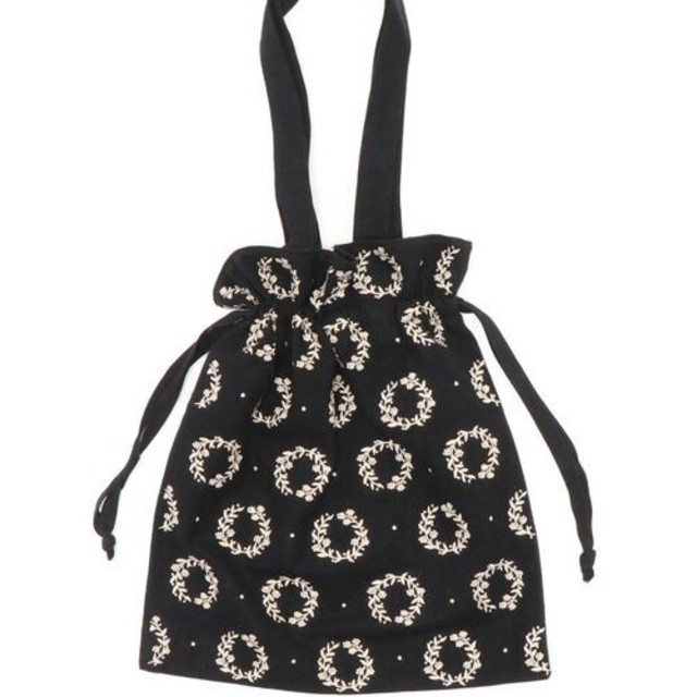 SM2(サマンサモスモス)のフラワーリース柄刺繍巾着バック　 レディースのバッグ(ショルダーバッグ)の商品写真