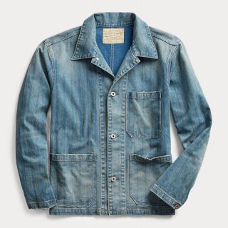 ダブルアールエル(RRL)の新品*RRL*ストライプド インディゴ ツイル ジャケット*Mダブルアールエル(Gジャン/デニムジャケット)