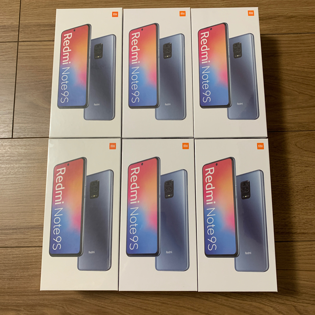 ANDROID(アンドロイド)の【新品未開封】Redmi Note9S 青4 白2 6台セット スマホ/家電/カメラのスマートフォン/携帯電話(スマートフォン本体)の商品写真