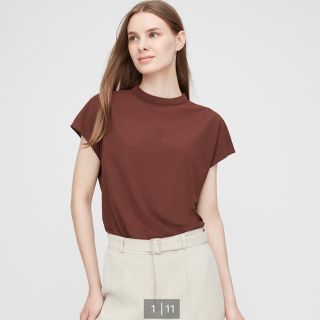 ユニクロ(UNIQLO)のユニクロ　クレープジャージースタンドカラーT(半袖)(シャツ/ブラウス(半袖/袖なし))