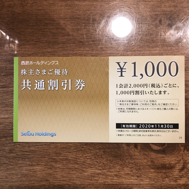 西武ホールディングス　株主優待　共通割引券