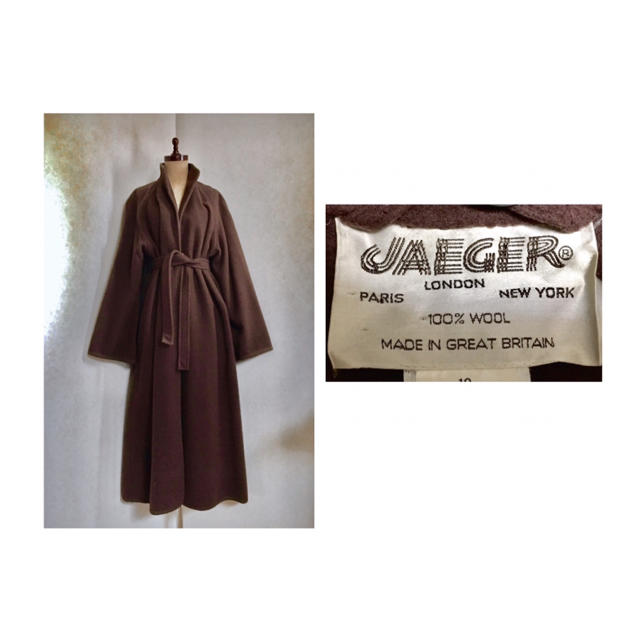 70s JAEGER Woll Maxi Gown Coat コート ガウン