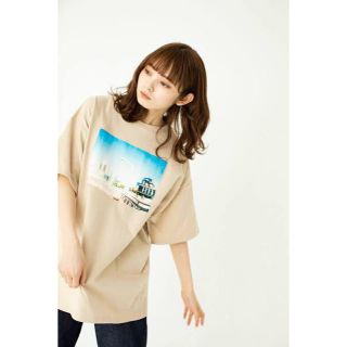 エヘカソポ(ehka sopo)のso4u ソウフォーユー フォトプリントTシャツ＊ベージュ 橋下美好(Tシャツ/カットソー(半袖/袖なし))