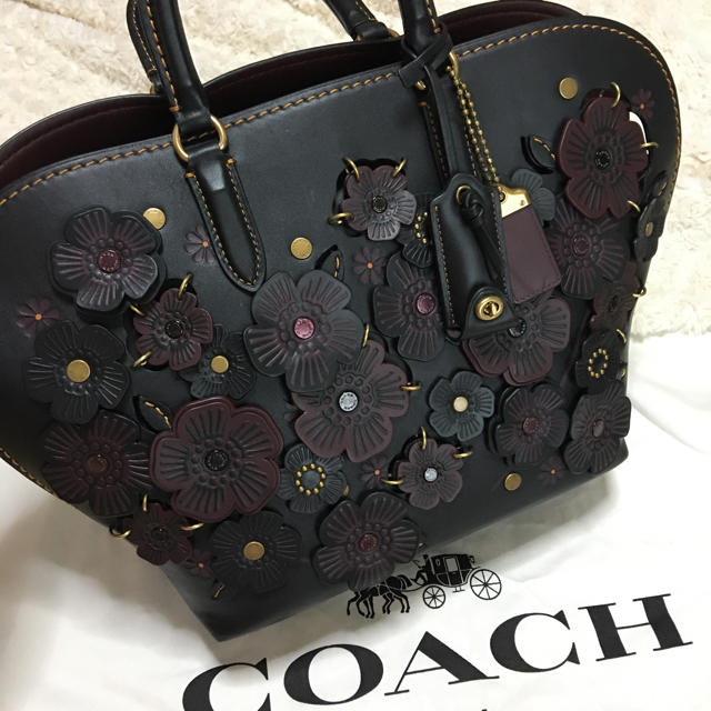 COACH コーチ　ティーローズ　ハンドバッグ　ブラック