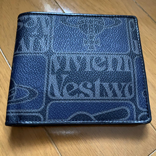 Vivienne Westwood 牛革 タッグ 二つ折り財布 ネイビー 1