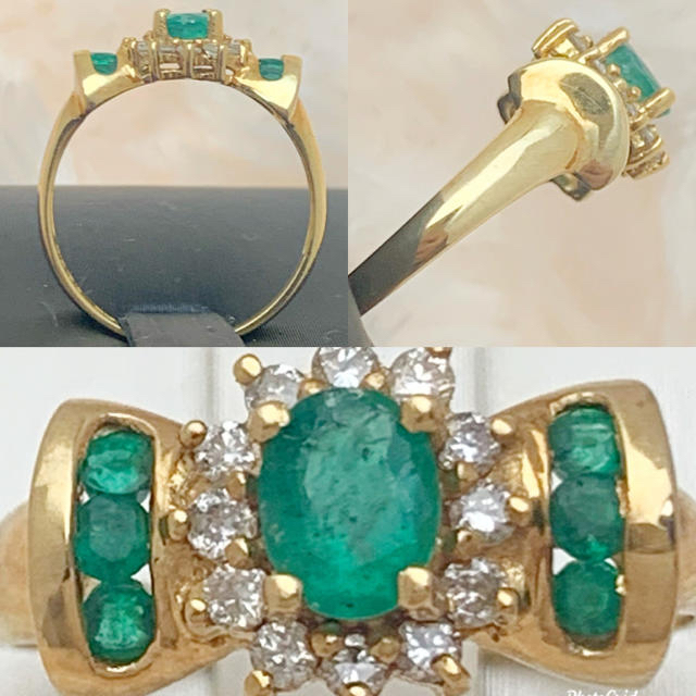 K18 エメラルド ダイヤ リング☺︎ レディースのアクセサリー(リング(指輪))の商品写真