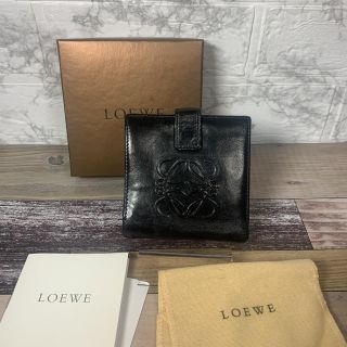 ロエベ(LOEWE)の【美品】LOEWE ロエベ　Wホック　ナッパレザー　ブラック(財布)