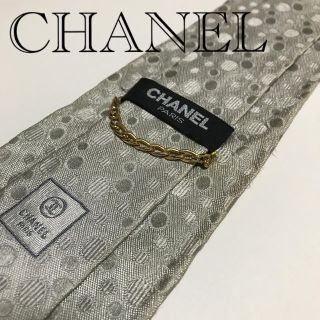 シャネル(CHANEL)のシャネルシルクネクタイ　シルバー(ネクタイ)