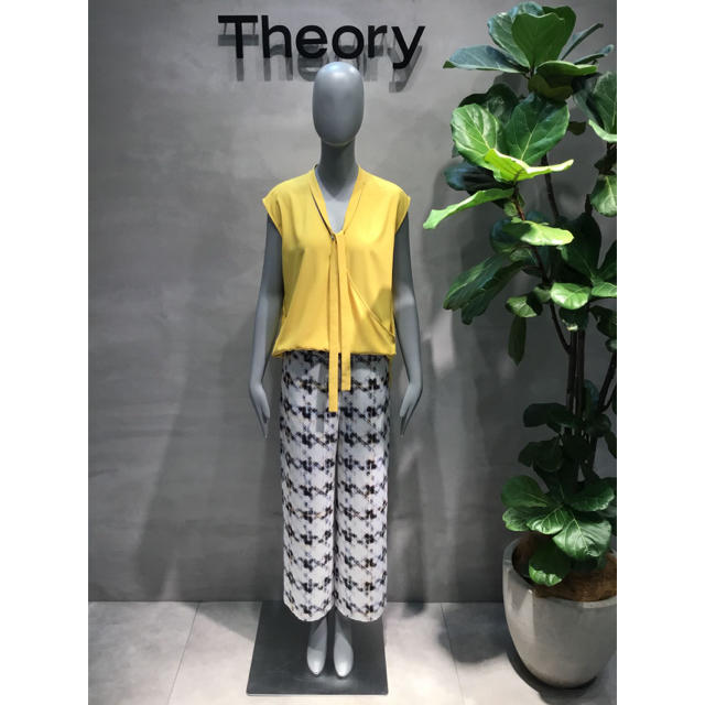 Theory 18aw ノースリーブボウタイブラウス イエロー - シャツ