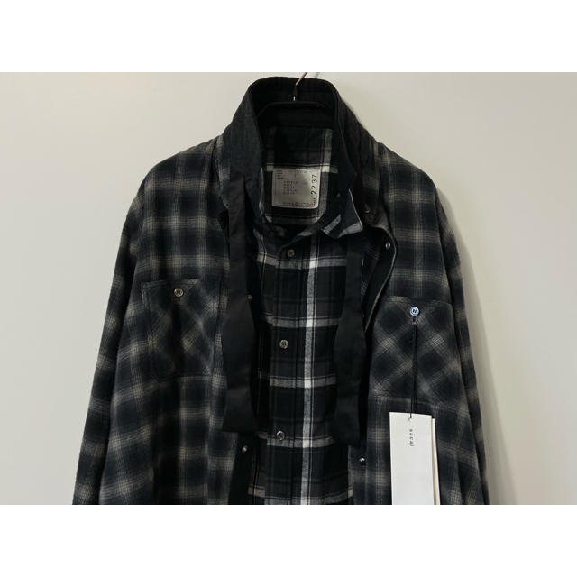 sacai - R2)SACAI 20ss ハイブリッド チェック シャツ 3 綾野剛 sacai - R2)SACAI 20ss ハイブリッド チェック シャツ 3 綾野剛