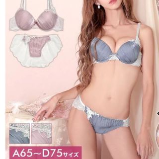 新品光沢シフォンブラジャーショーツセット(ブラ&ショーツセット)