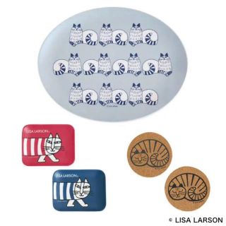 リサラーソン(Lisa Larson)の新品未使用リサラーソン　インテリアトレー&コースターセット　リンネル付録(テーブル用品)