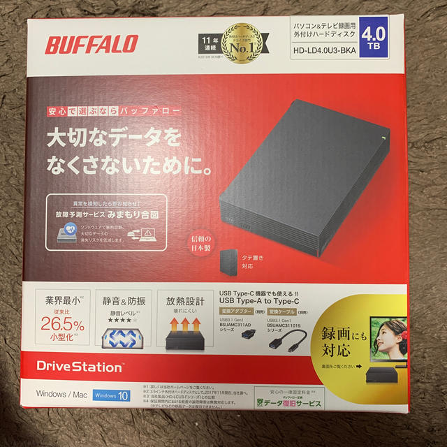 BUFFALO　外付けハードディスク　4TB