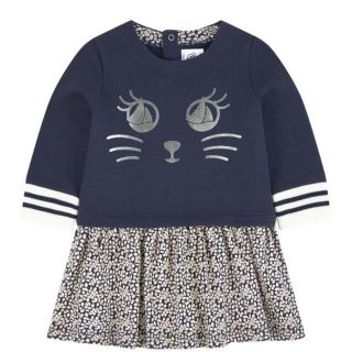 プチバトー(PETIT BATEAU)の最新作♡プチバトー　猫ちゃん　新品タグ付きワンピース　36m(ワンピース)