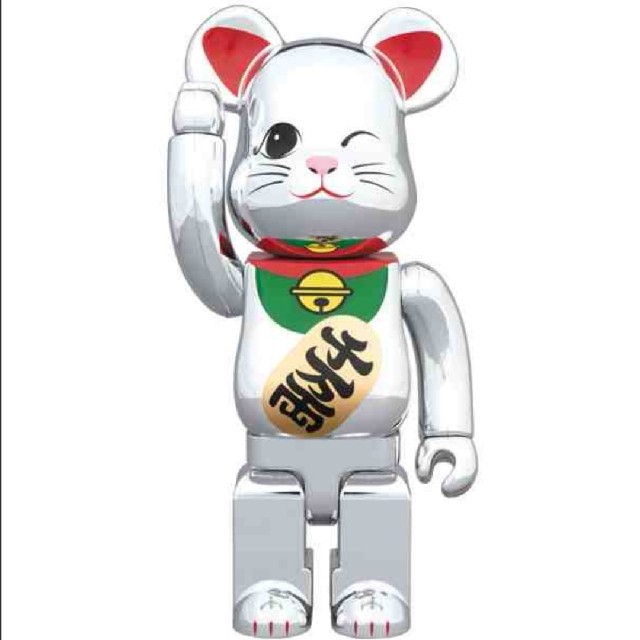 MEDICOM TOY(メディコムトイ)のBE@RBRICK 招き猫銀メッキ四 400％ 千万両 エンタメ/ホビーのおもちゃ/ぬいぐるみ(キャラクターグッズ)の商品写真