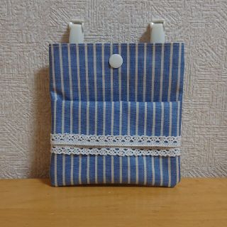 ストライプ ふたなし移動ポケット*ハンドメイド*(外出用品)