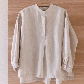 ムジルシリョウヒン(MUJI (無印良品))のMUJI オーガニックリネン洗いざらしスタンドカラーチュニック　婦人(シャツ/ブラウス(長袖/七分))