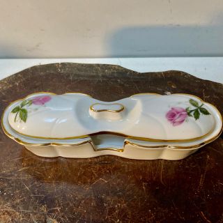 おしゃれな薔薇模様シュガー入れ.(長さ15.7cm)(食器)