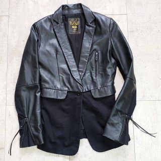 ディーゼル(DIESEL)の美品 ディーゼル DIESEL☆ コンビデザイン レザー ジャケット XS 黒(テーラードジャケット)