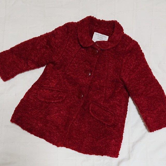 ZARA KIDS(ザラキッズ)の80　ZARA Baby　プードルモヘア　ワインレッドカラーのコート キッズ/ベビー/マタニティのベビー服(~85cm)(ジャケット/コート)の商品写真