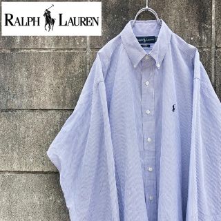 ポロラルフローレン(POLO RALPH LAUREN)の90s ラルフローレン BLAKE ストライプ柄　ボタンダウンシャツ　青　L(シャツ)